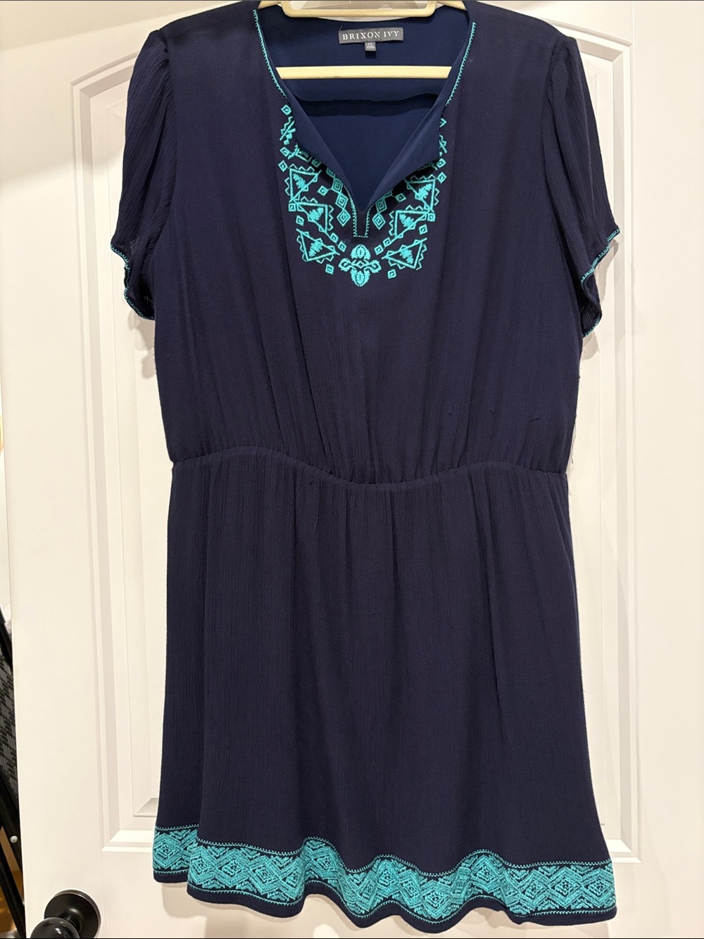 Brixon Ivy Navy Tunic with Teal Embroidery
